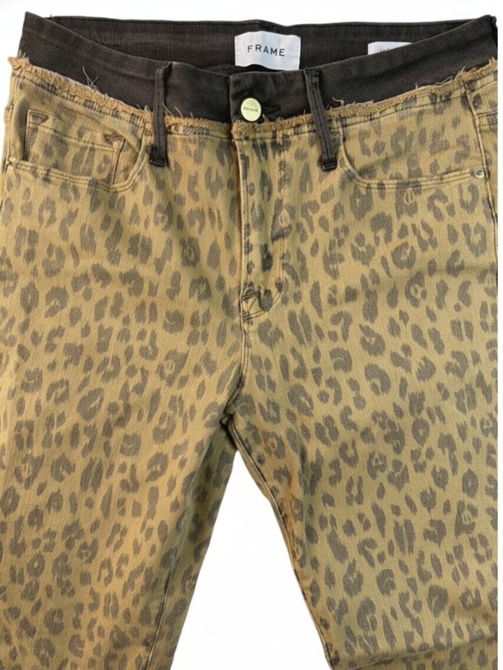 FRAME Le Crop Mini Boot Leopard Print Contrast Waistband Jeans Size 29 - Picture 3 of 11